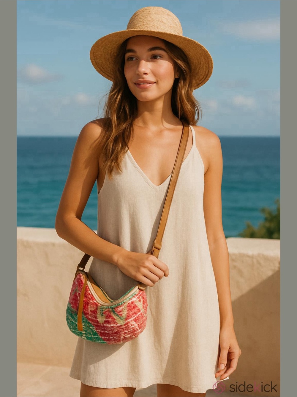 Woven Multicolor Womens Crossbody Shoulder Bag Beach Resort Summer Lightweight